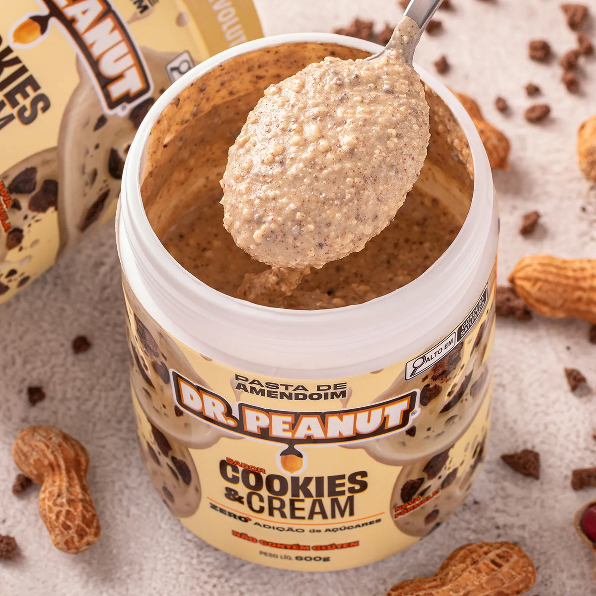 Manteiga de Amendoim Sabor Cookies & Cream 600g