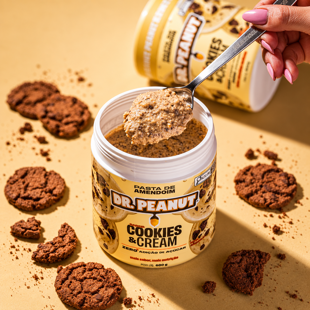 Manteiga de Amendoim Sabor Cookies & Cream 600g