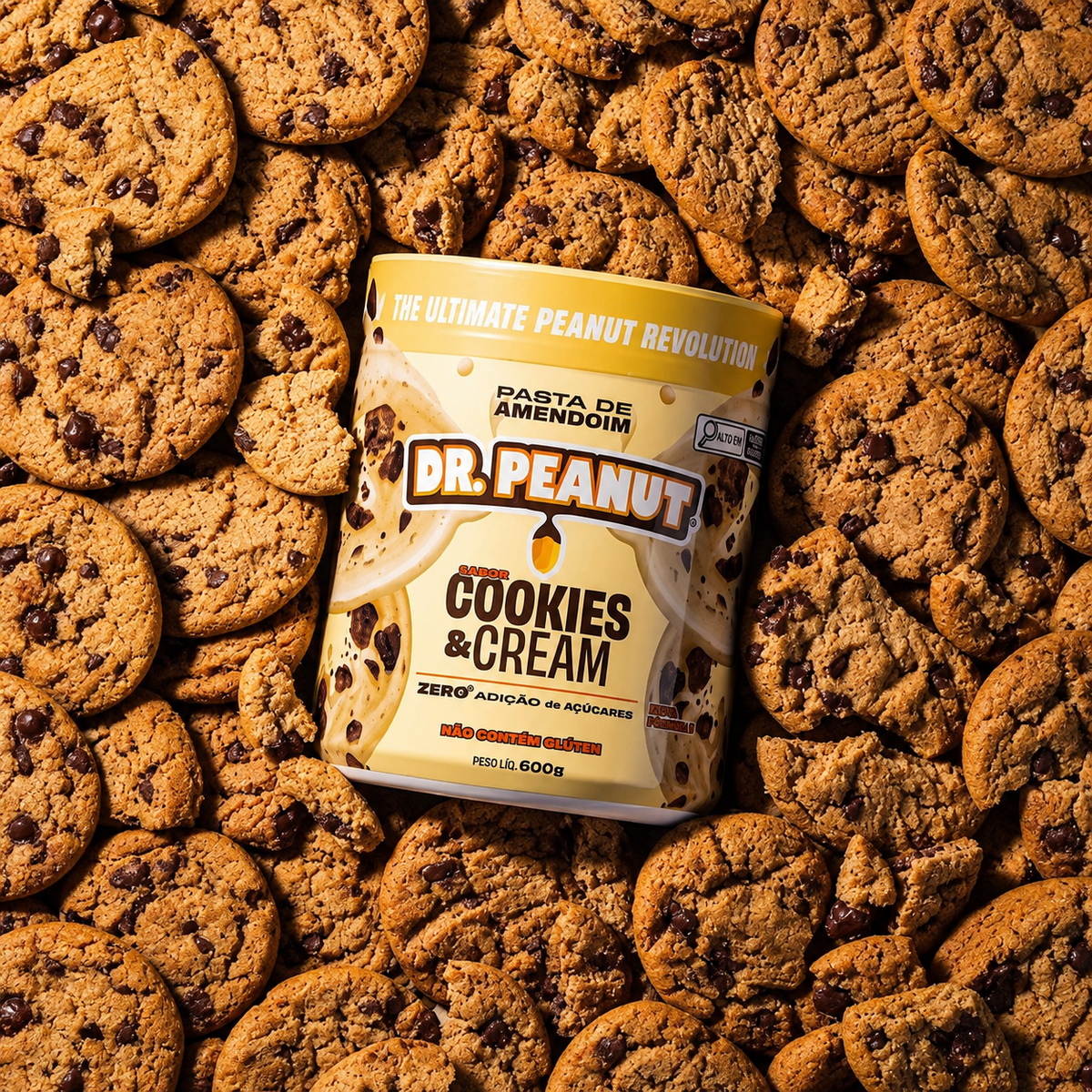 Manteiga de Amendoim Sabor Cookies & Cream 600g